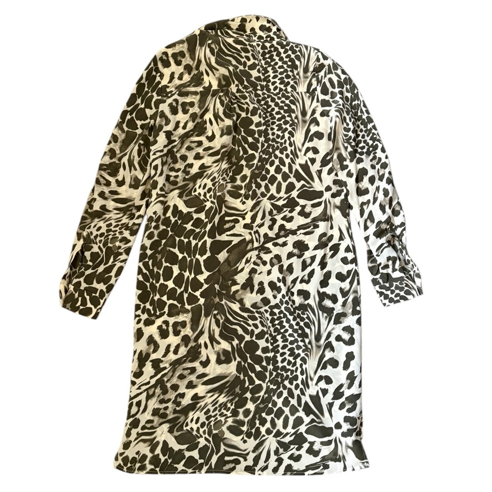 Diane von Furstenberg Prita Animal Print Silk Shirt Dress Green NWT Sz 2 - Picture 7 of 12